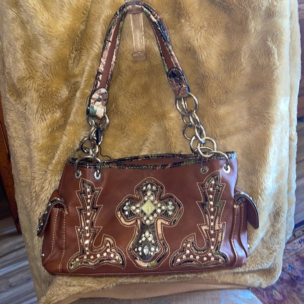 Blazin Roxx Western Handbag Womens Satchel Camo Cross